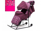 Санки-коляска детские "Зимняя сказка 3В Авто" розовый цвет рамы черный - Подарки для детей