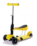Самокат детский Playshion Scooter M-1 3в1 со светящимися колесами и съемным регулируемым сиденьем (желтый) - Подарки для детей