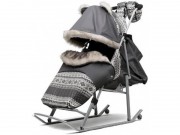 Санки-коляска детские "Скандинавия - 1УВ" серый цвет рамы черный - Подарки для детей