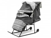Санки-коляска детские "Скандинавия - 4УВ Софт Авто" серый цвет рамы черный - Подарки для детей