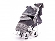Санки-коляска детские "Скандинавия - 5УМ Люкс + ВК" серый цвет рамы серый - Подарки для детей