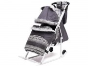 Санки-коляска детские "Скандинавия - 2УВ" серый цвет рамы белый - Подарки для детей